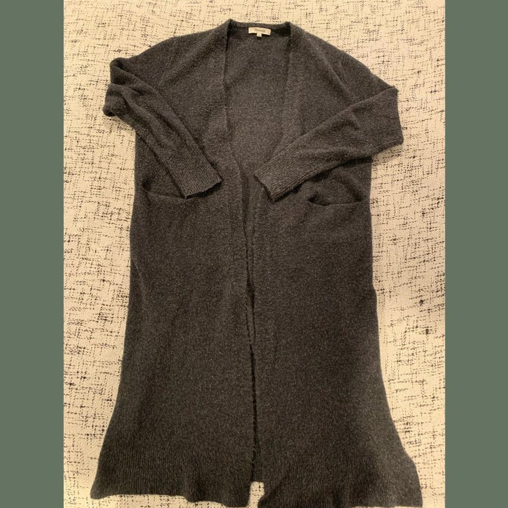 Madewell long cardigan sweater in charcoal grey, size extra small